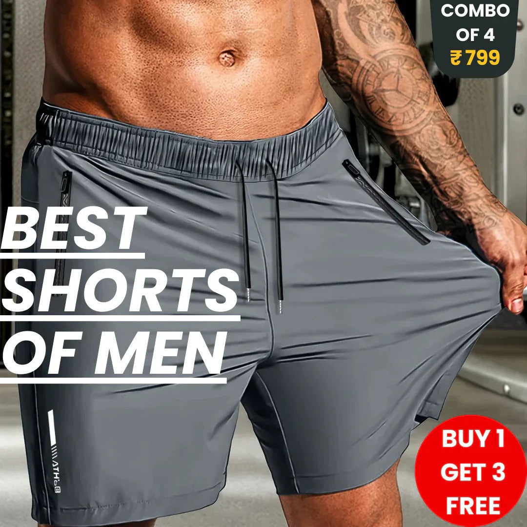 Combo of 4 Men's Stretchable Cotton Shorts 🩳🛒